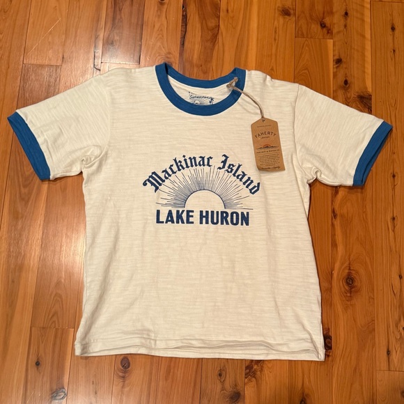 NEWđź’™FAHERTY Sunwashed Slub Camp Tee in Blue $88 - Picture 4 of 9